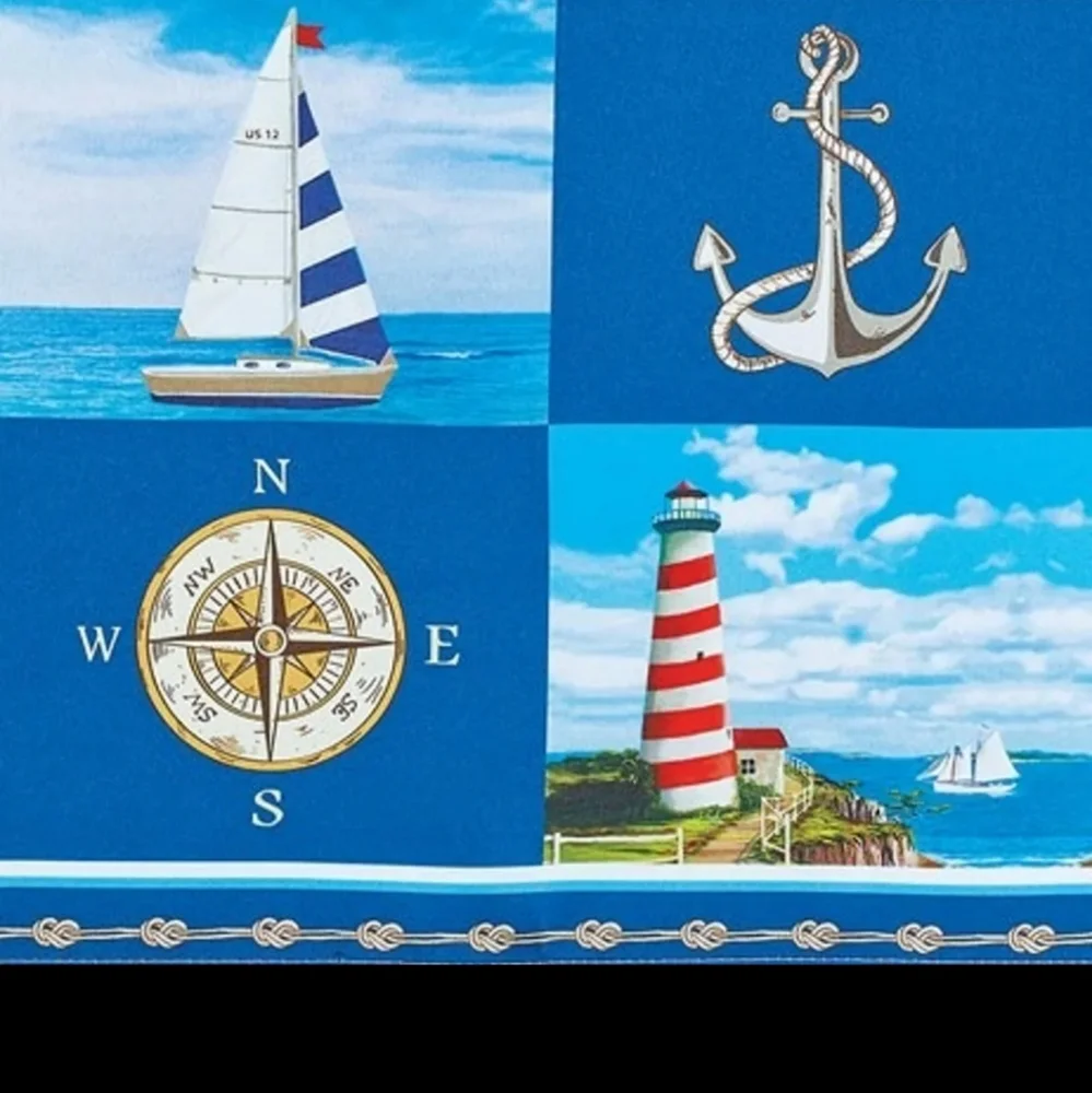 Longshore Tides Nantucket Coastal Window Valance SET Seafarer BNWT RETIRED $120